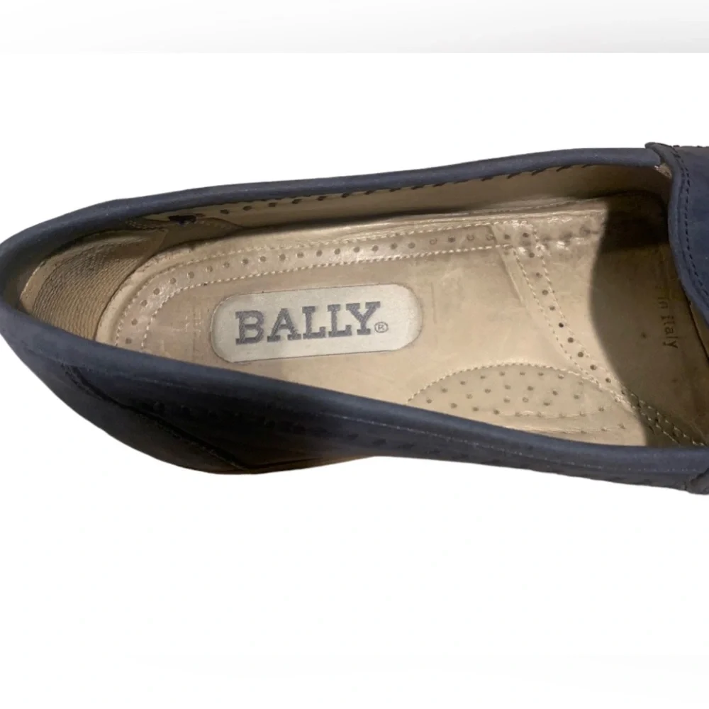 🌟SOLD💕Bally Mens Blue Leather Suede Herringbone Pattern Slip on LoafersSize 11 - Picture 4 of 7